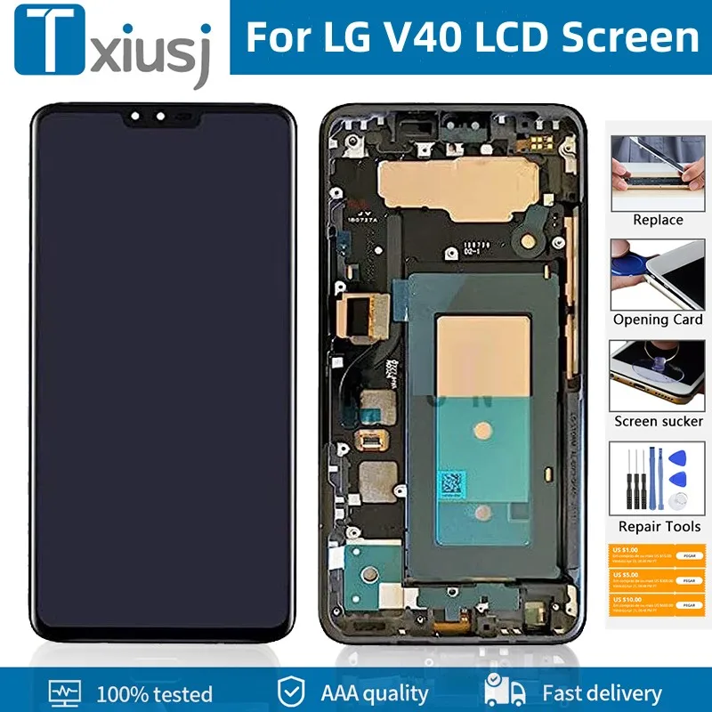 

6.4"AAA+ LCD v40 Display For LG V40 ThinQ V405UA V405TAB V405QA7 With Frame Replacement LCD and Touch Screen Digitizer Assembly