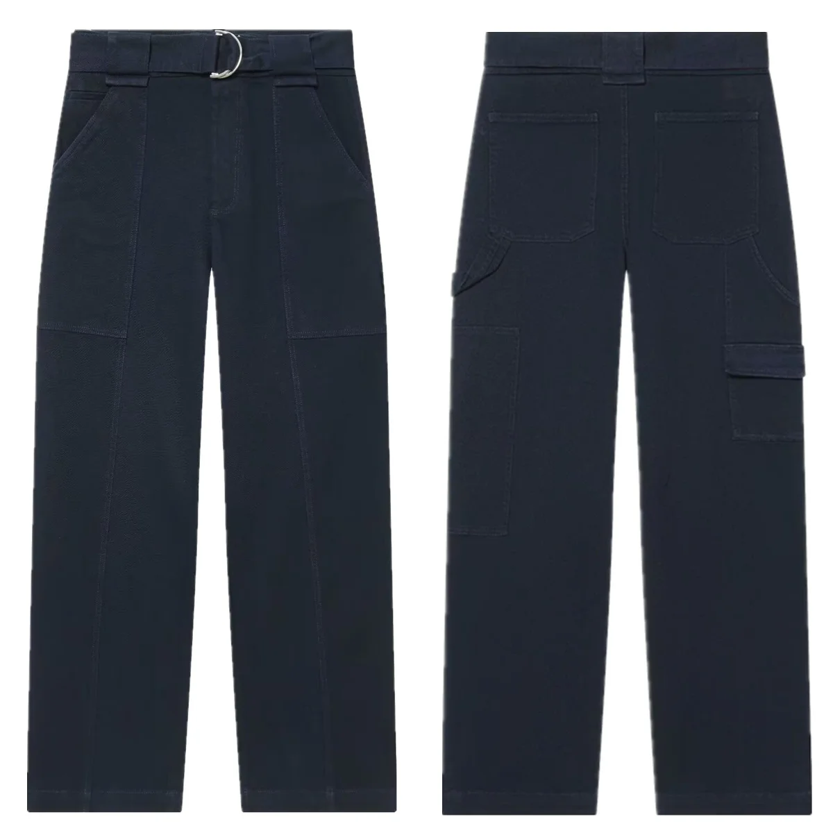 

Jenny&Dave 2026 Spring Women's Pants,Woman Clothes Nordic Minimalist Navy Blue Workwear Casual Pants Cotton Trousers For Women