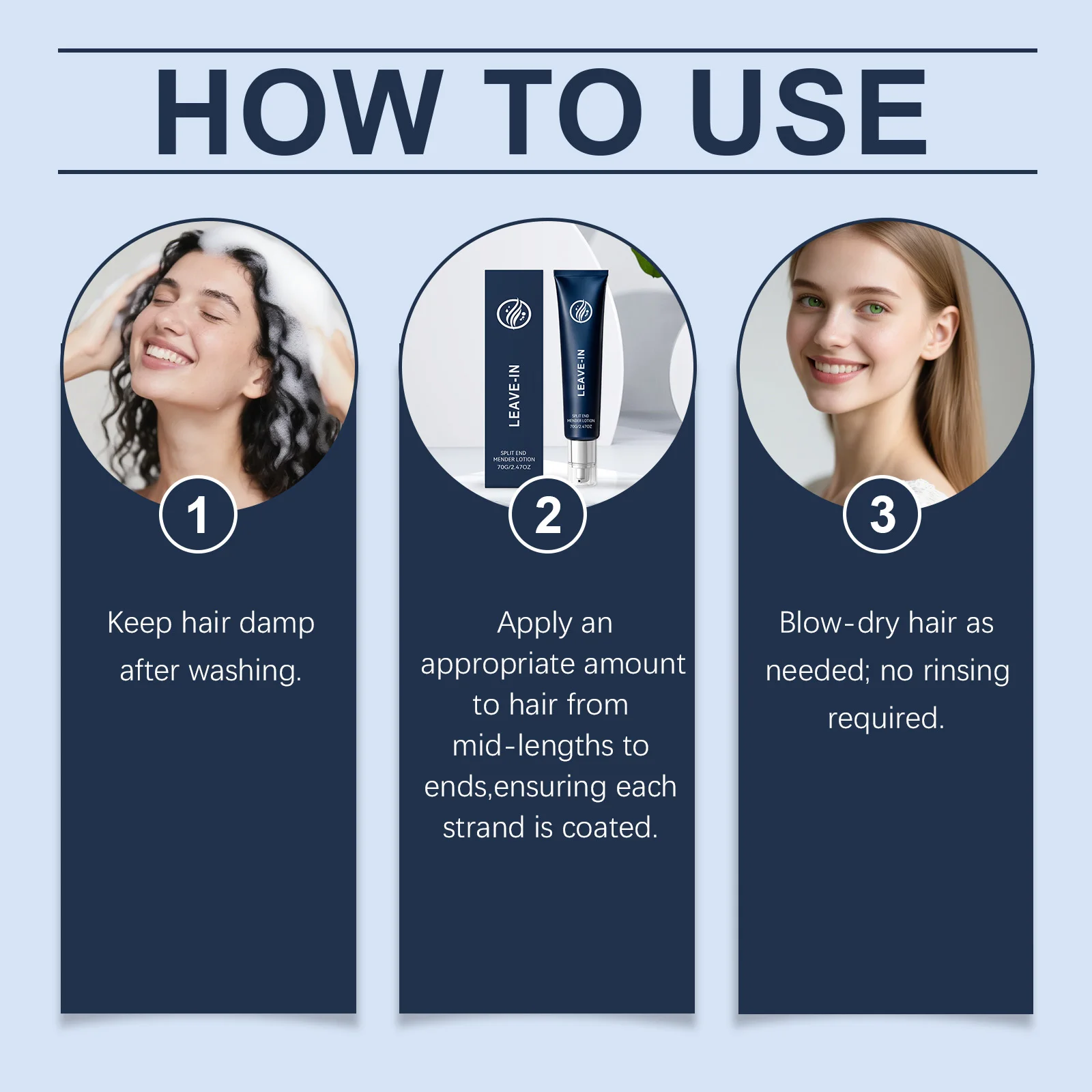 70g Leave-in Spaltspitzen-Reparatur-Lotion, Reparaturcreme für geschädigtes Haar, Anti-Frizz, pflegende Behandlung für trockenes Haar mit Hitzeschutz – Detail 10
