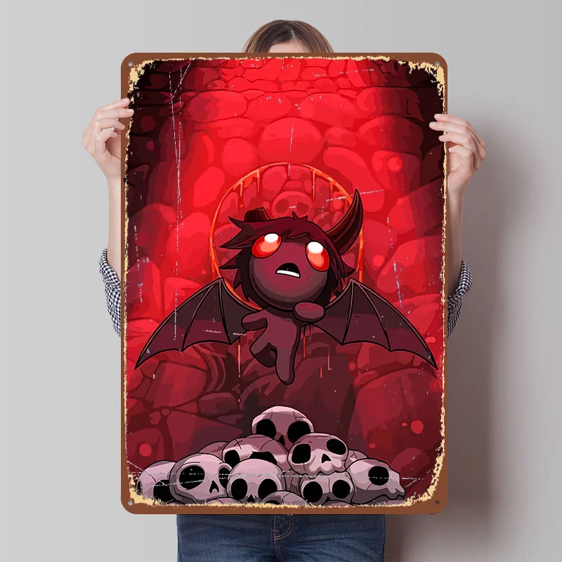 The Binding of Isaac Game Printed Poster Customized Wall Art Retro Vintage Metal Tin Signs for Home Gaming Decoration Room House