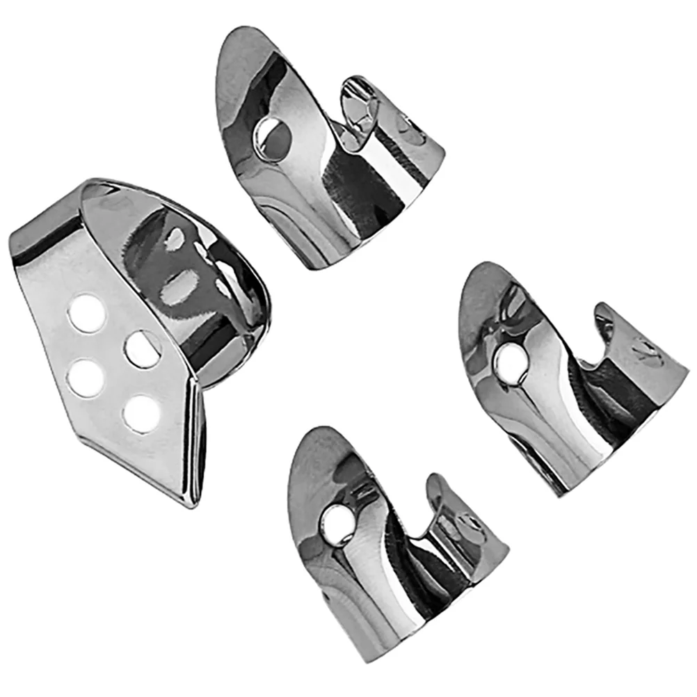 

4 Pcs with Holes Guitar Pick Musical Instruments Finger Tip Protector Metal Thin Picks