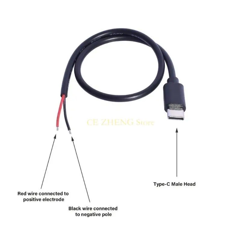 E56B 30cm USB C để mở cáp nguồn 2pin cho điện thoại động và máy tính bảng