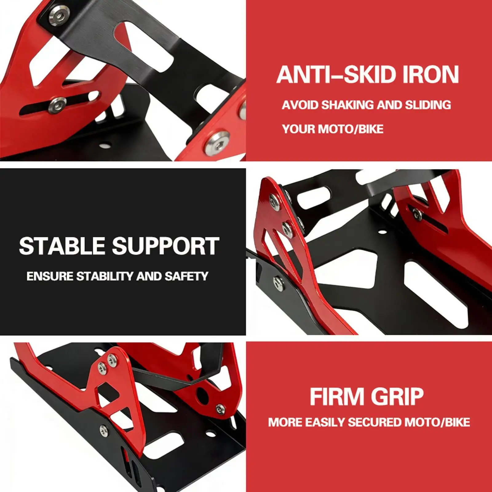 Space Saving Iron Motorcycle Wheel Chock Portable Front Tire Stand for Car Trailer Accessories Transport and Tuning