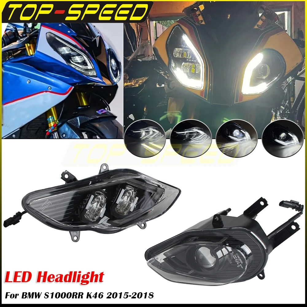 For BMW S1000RR K46 2015-2018 LED Headlight Assembly DRL High Low Beam Light Motorcycle E4 Headlamp S1000RR Plug&Play Front Lamp