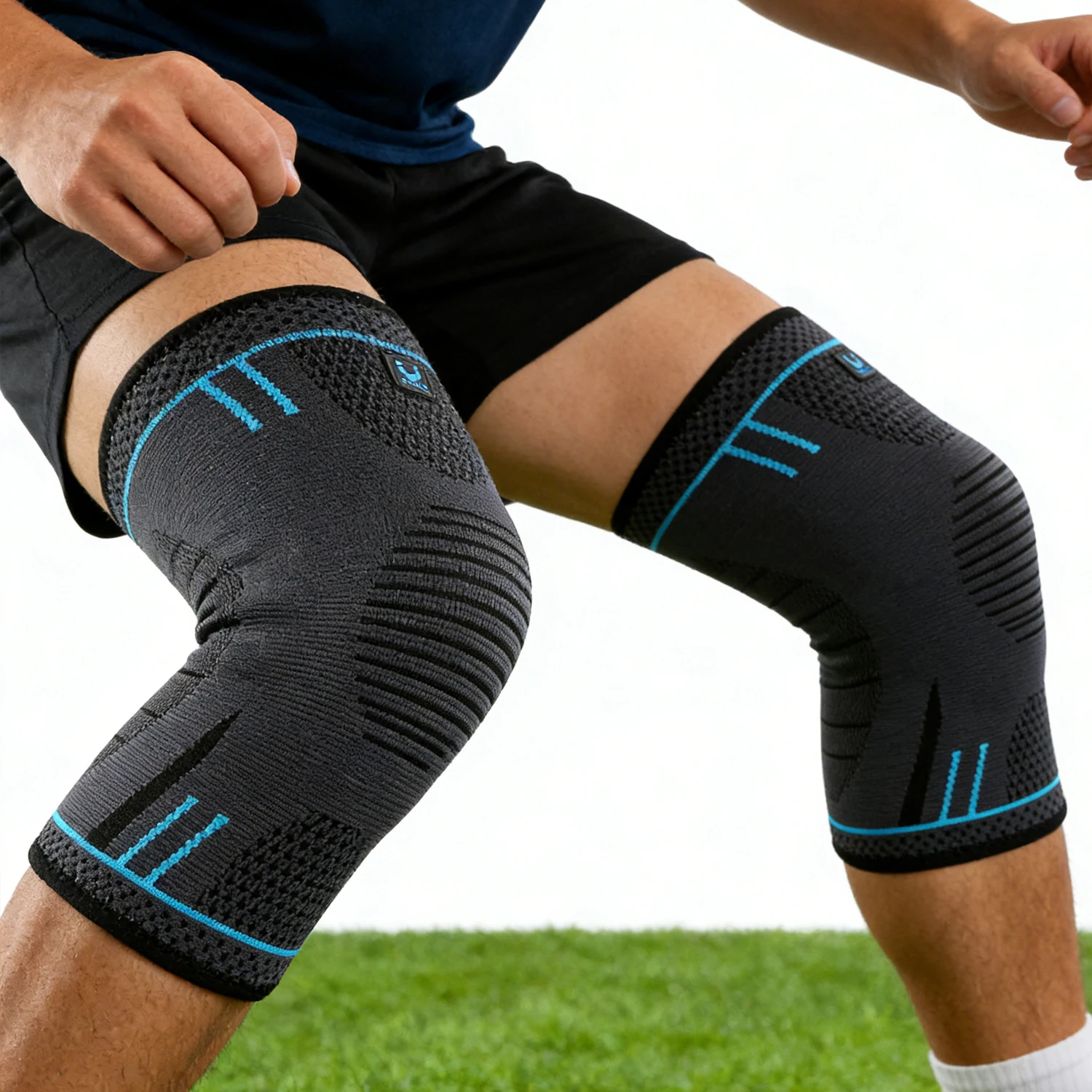 1 Stück Kompressions-Kniebandage, elastische Knieschoner, Federstütze, Sport-Protektor für Fitness, Basketball, Wandern, Beinschutz