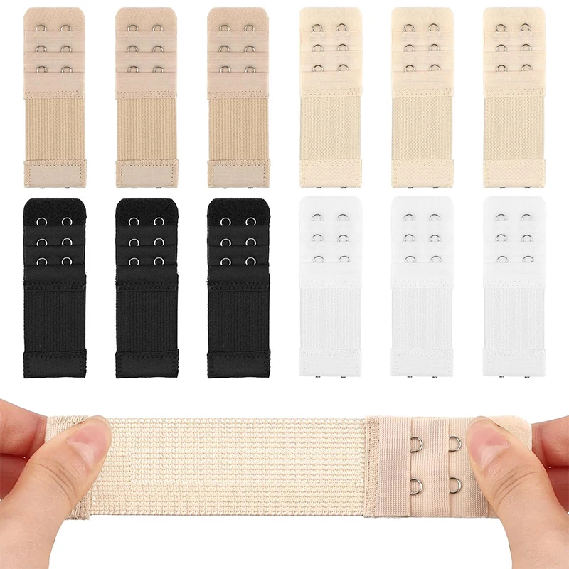 3 Pieces, 3 Rows with 2 Hook New Bra Extension Straps, Elastic, Soft and Comfortable Bra Straps, Women's Underwear Accessories - view 2