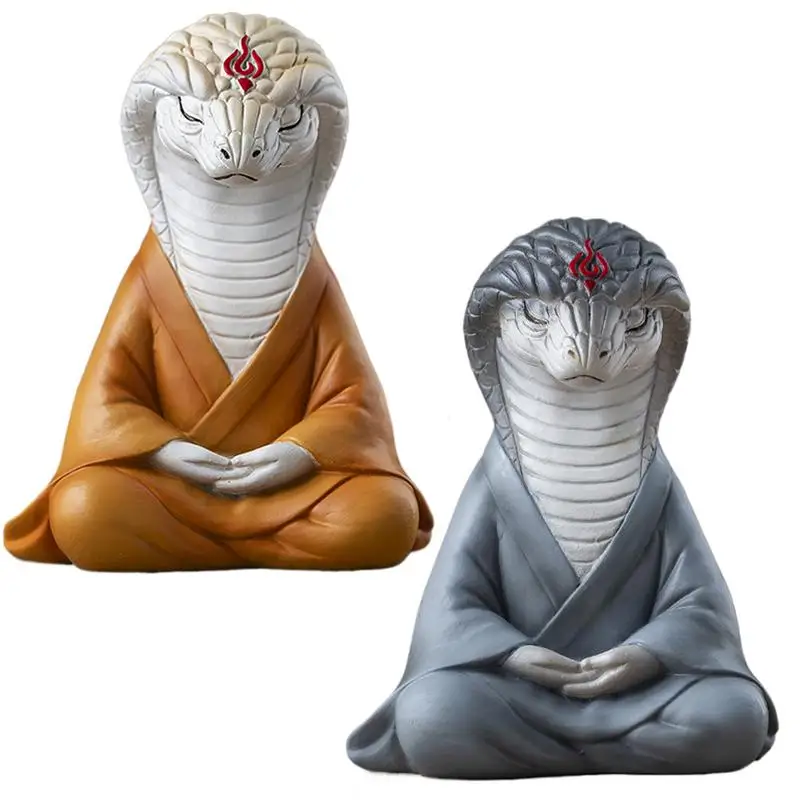 Meditation Snake Desk Decor Resin Sitting Meditating Snake Car Decorations Realistic Meditaion Snake Statue Decor Home Table