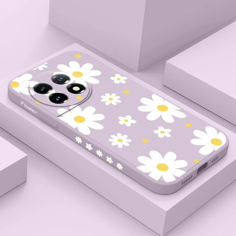 Embellish Daisies Phone Case For Oneplus 12 12R 11 11R 10 10R 10T 9R 9RT 9 8T 8 7 7T Pro 5G Liquid Silicone Cover