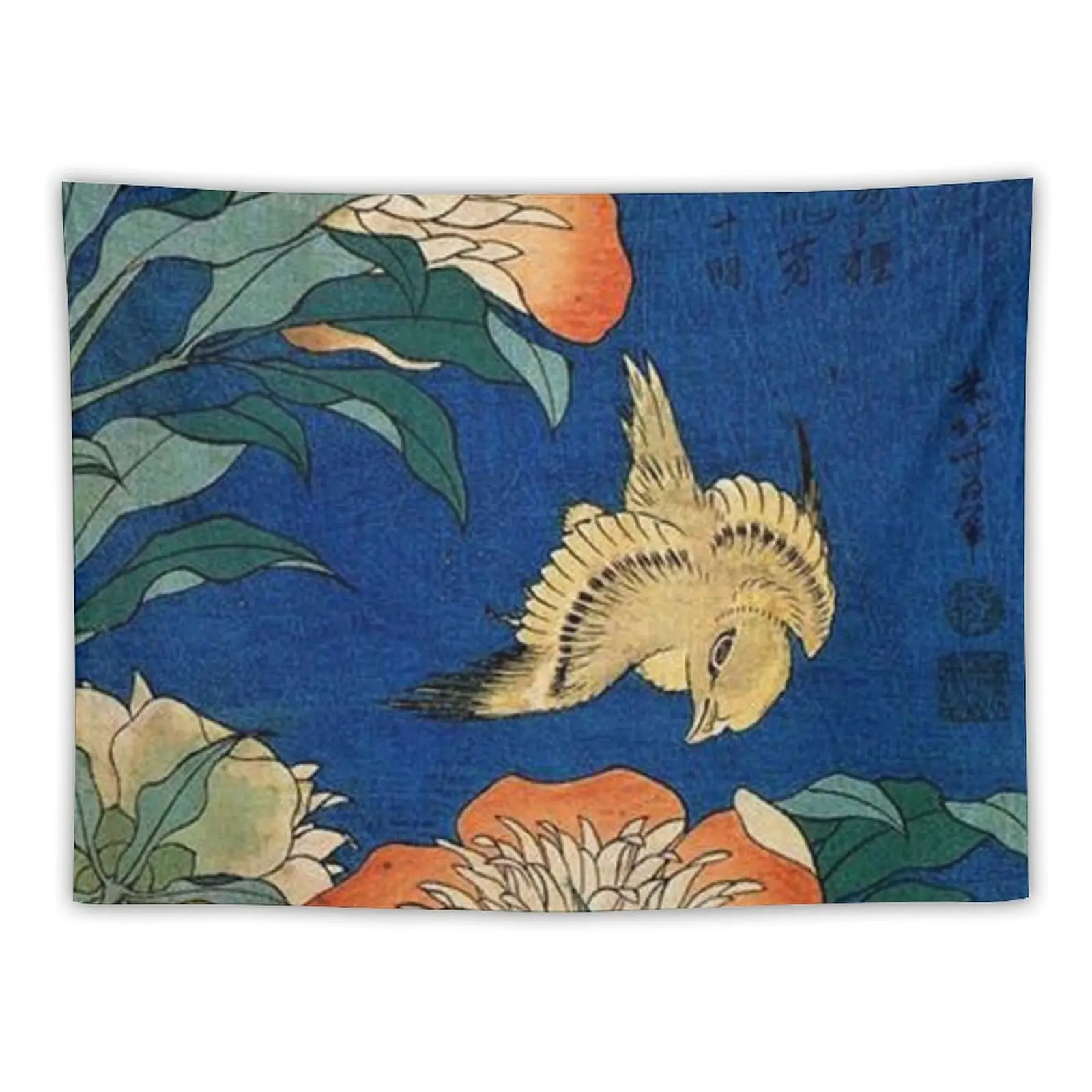 Canary & Peony - Japanese art by Katsushika Hokusai Tapestry Decoration For Bedroom Wall Hanging Tapestry