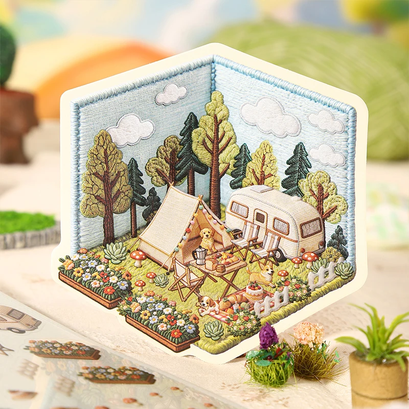 Journal GO Creative 3D Scenes Cartoon Landscape Stickers Spring diy Sticker for Gift  Card Collage Junk Journal Scrapbook Decor - view 5