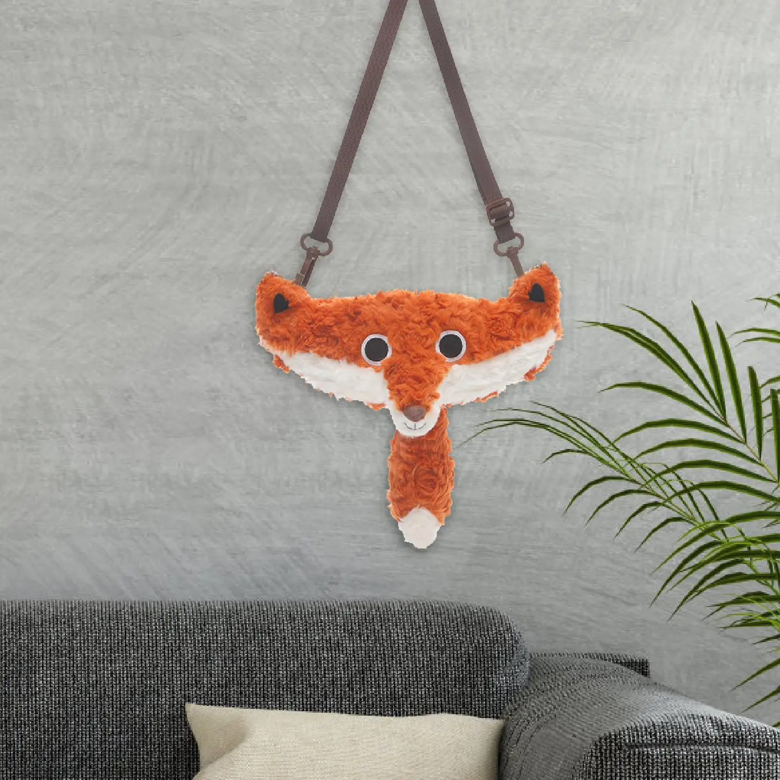 Bolso de felpa de zorro con correa para el hombro, bolso de hombro para adultos, regalos familiares