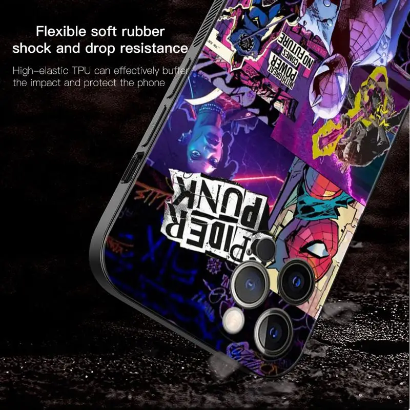 Marvel Spider Punk Hobie Brown Phone Case For Apple iPhone 15 11 14 13 12 Pro Max 13 12 Mini XS Max XR X 7 8 Plus Silicone Shell