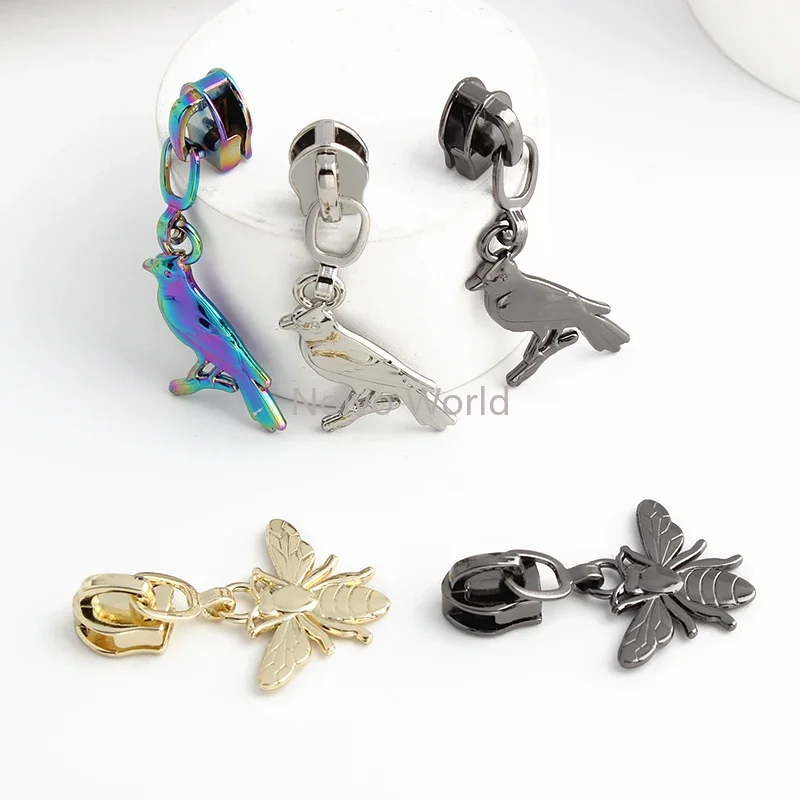 Cat/Butterfly/Bee/Bird Shape New Update 5# Nylon Zippers Slider For Cloth Pocket Bag Zipper Tape DIY Handcraft Decor Accessories