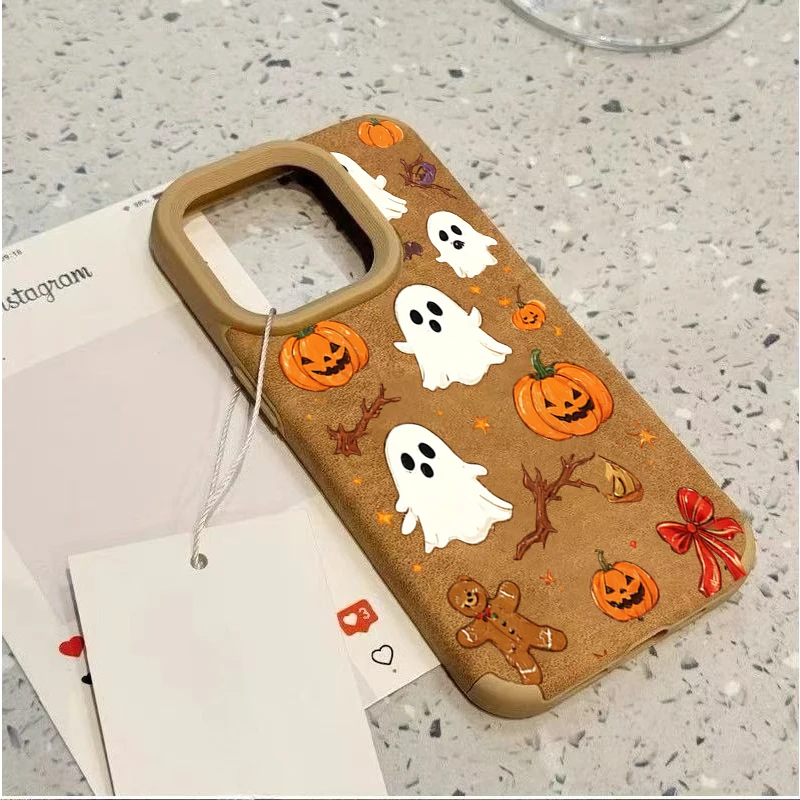 Halloween Cute Pumpkin Ghost Phone Case For iPhone 17 Pro MAX 16 15 14 PLUS 13 12 11 Pro XR Air Fall Halloween Shockproof Cover view 5