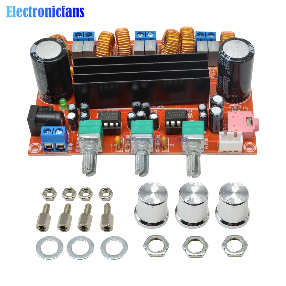 TPA3116D2 50W *2 +100W 2.1 Channel (Left/Right/Subwoofer) Power Amplifier Board Digital Stereo Audio Module 12-24V DC Top Sound