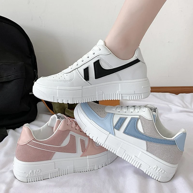 2024 Flats Woman Casual Breathable Female Vulcanized Sports Shoes on Platform Lace Up Woman Comfort Fashion Sneakersy Footwear