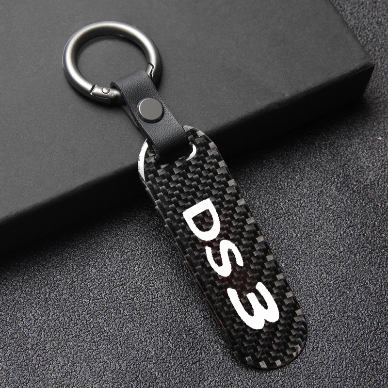 For DS Spirit 3 Crossback DS7 DS4 DS3 DS SPIRIT Car Accessories Car Key Chain Key Ring Carbon Fiber Metal Keychain Keyrings