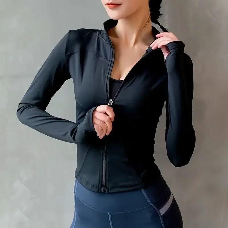 

Sports Jacket for Women's Fitness, Long Sleeve Jacket with Zipper, Fast Drying Training Clothes for Yoga, Summer Breathable Top