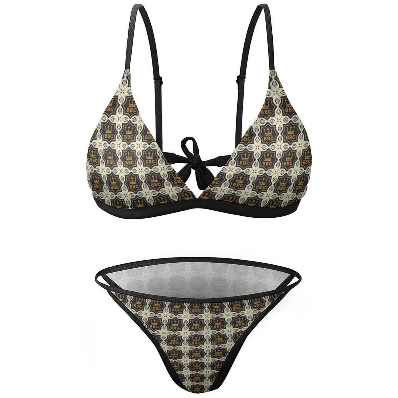 Two Piece Triangle Bikini High Cut Swimsuit Cheeky Bathing Suit