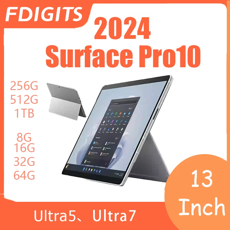 

2024 Surface Pro10 Ultra5 Ultra7 Office Study ‎Windows 11 Slim Laptop Notebook 13Inch 256G/512G/1TSSD 8G/16G/32G/64G RAM WiFi.