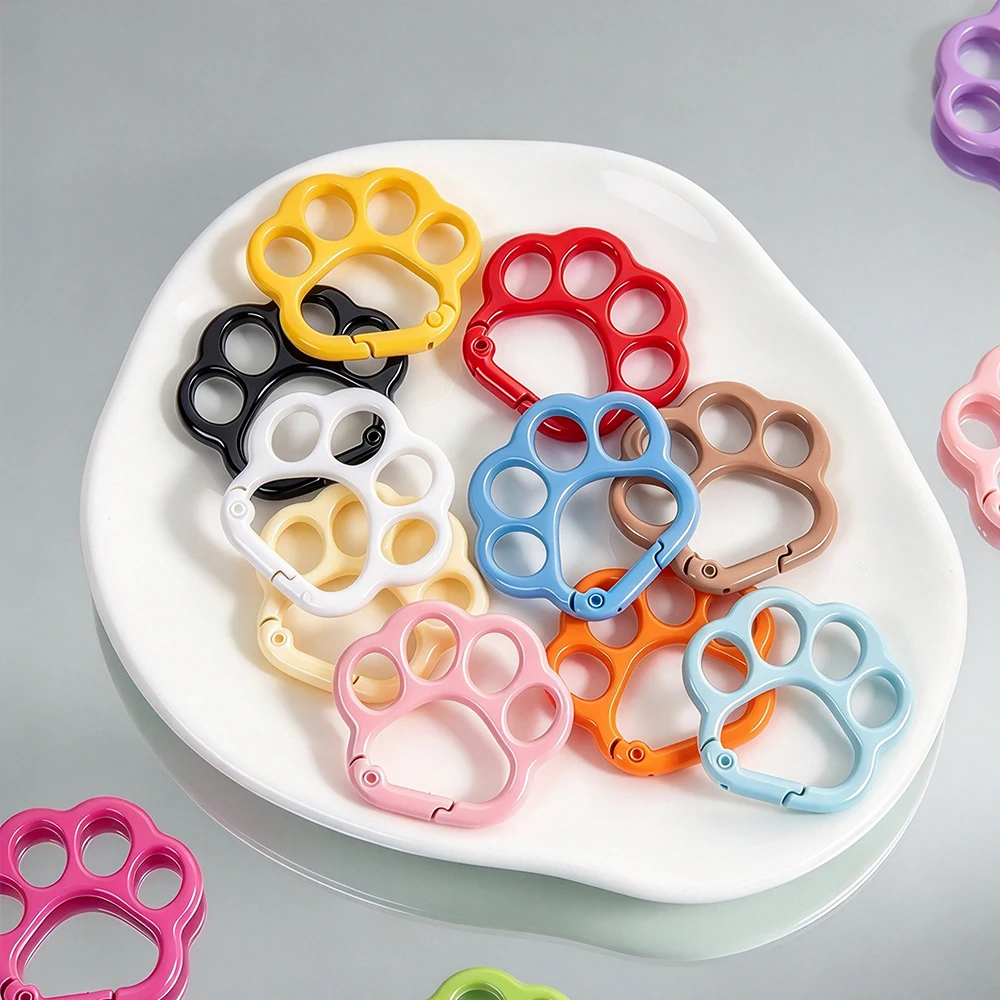 5Pcs Cute Cat Paw Metal Snap Hook Multicolor Spring Clasp Keychain Connector DIY Handmade Jewelry Bag Charm Making Accessories