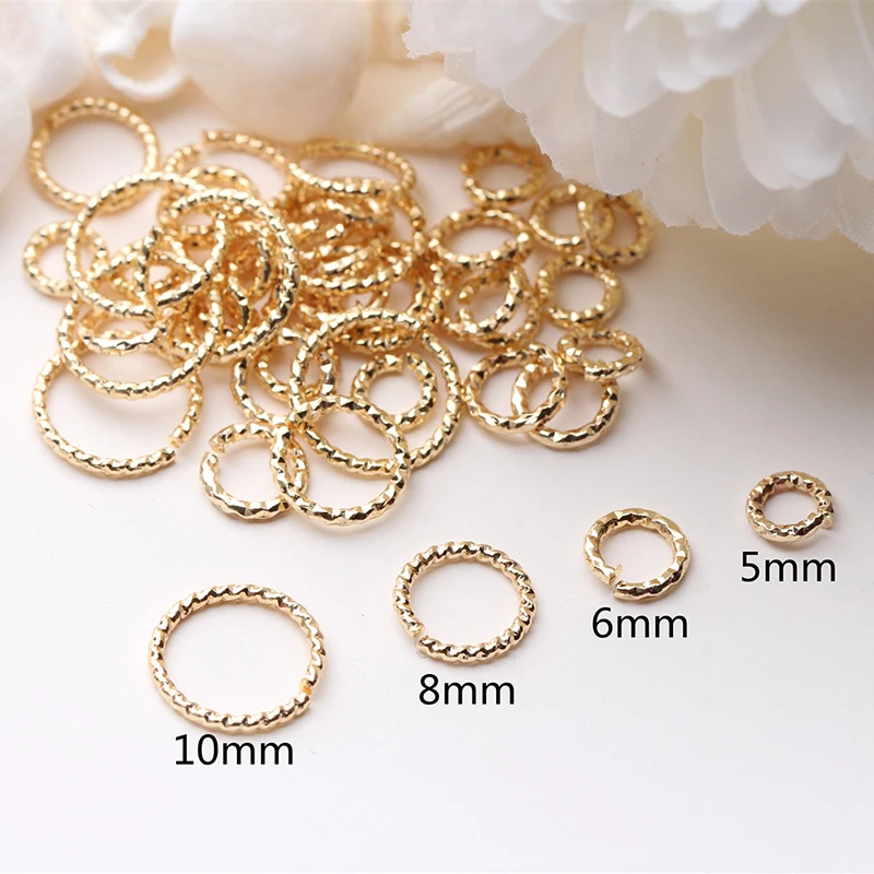 14K Gold Plated 5mm 6mm 8mm 10mm Twist Jump Rings Open Split Rings Connectors For DIY Jewelry Finding Making Accessories