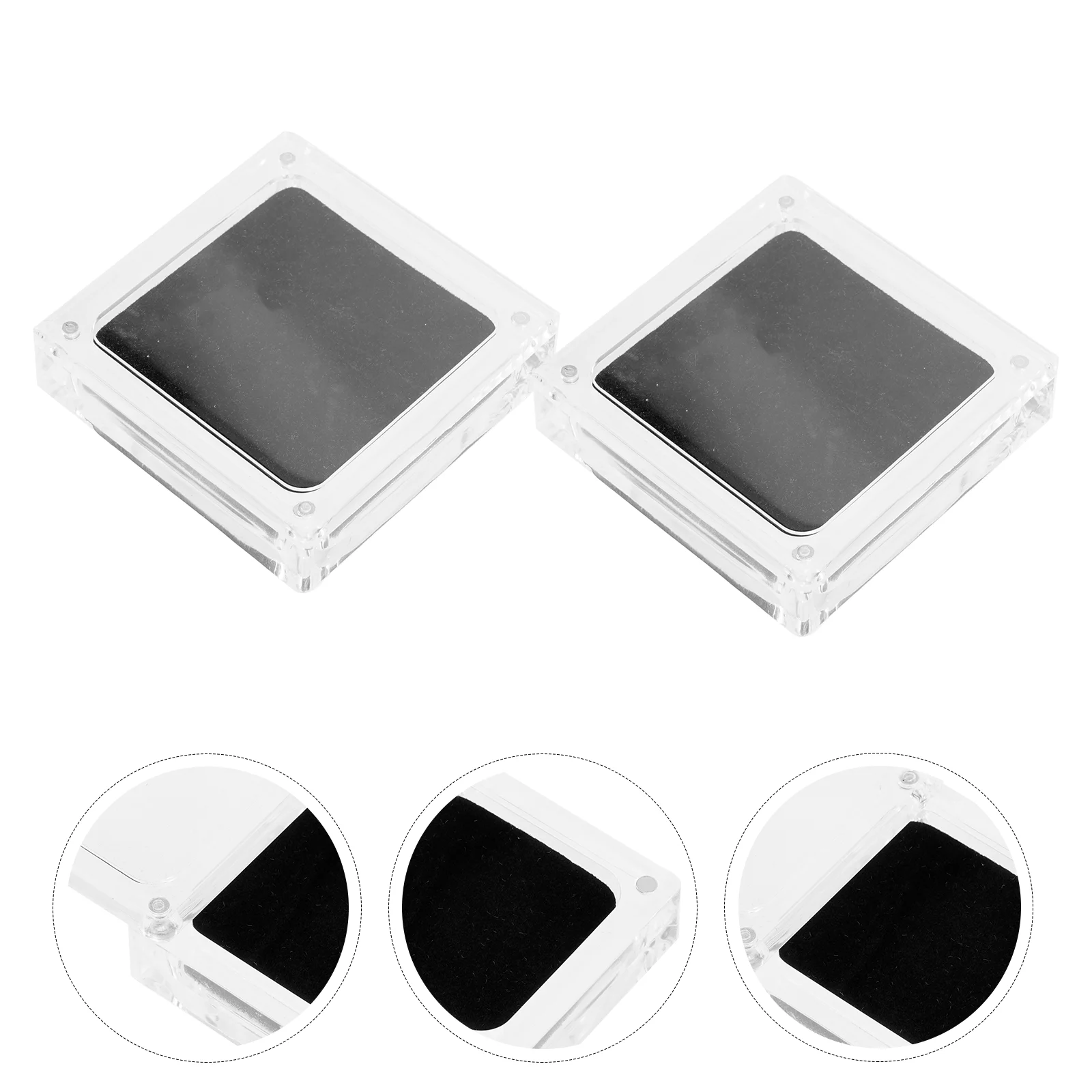 2 Pcs Jewelry Box Magnet Boxes Magnetic Earrings Acrylic Display Cases Transparent