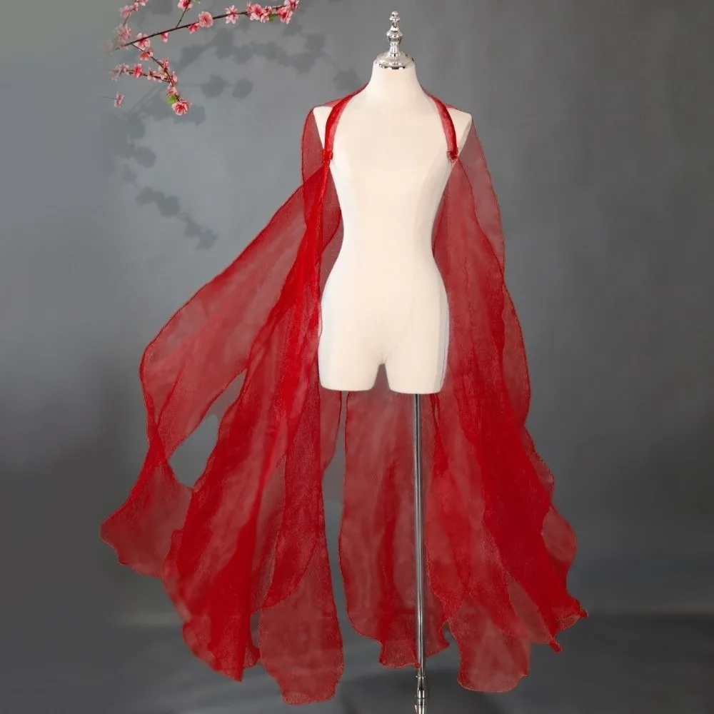 

Organza Ancient-style Cloak with Shoulder Strap Dance Costume Party Long Shawl Fairy Dance Wear Chinese Style Flowy Cape
