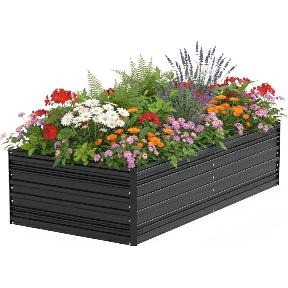 

7.5x4x2ft Galvanized Outdoor Raised Garden Bed, Rust-Resistant for Vegetables, Flowers, and Herbs