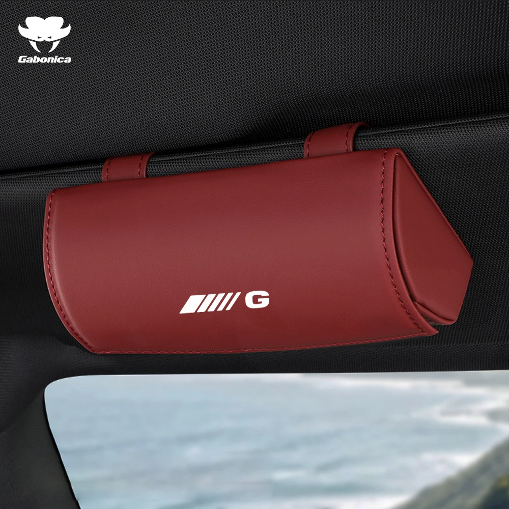 Estuche con soporte para gafas de coche, caja de almacenamiento de cuero para Mercedes Benz G, accesorios para automóviles, bolsillos