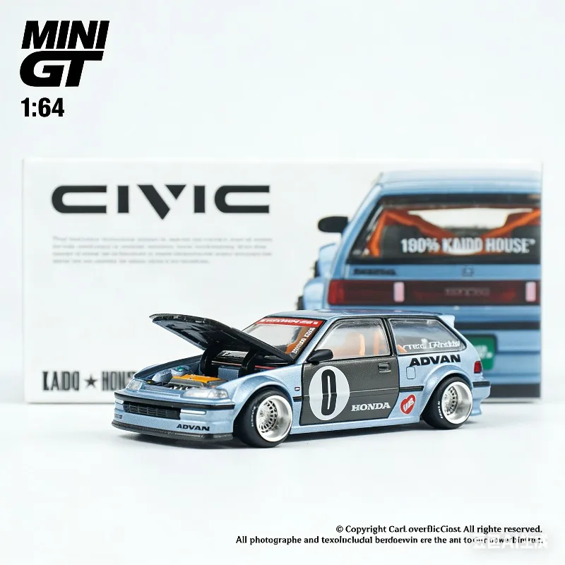 Kaido House + MINIGT 1:64 Honda Civic Datsun 510 GTR realistic static alloy car model, a boys' holiday gift toy collection item.