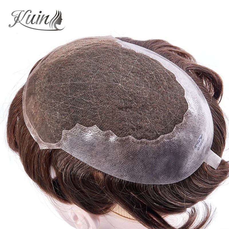 

Bleached Knots Toupee Lace PU Men Topper Human Hair Wigs Q6 Human Hair System Natural Hairpiece 6" Capillary Prosthesis Male Wig