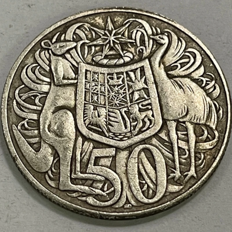 عملة فضية نسخة 1966 أستراليا 50 Cents II (صورة الجيل الثاني ، نوع دائري)