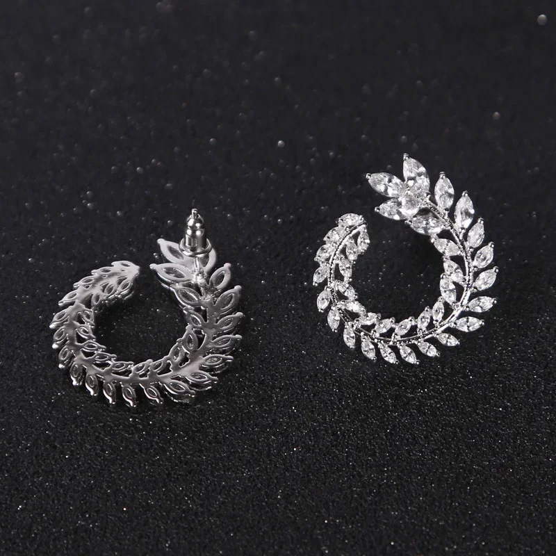 Fashion Studs Leaf Wreath Earrings Women's Crystal from Austrian Micro Inlaid Copper Marquise Zircon Jewelry new earrings