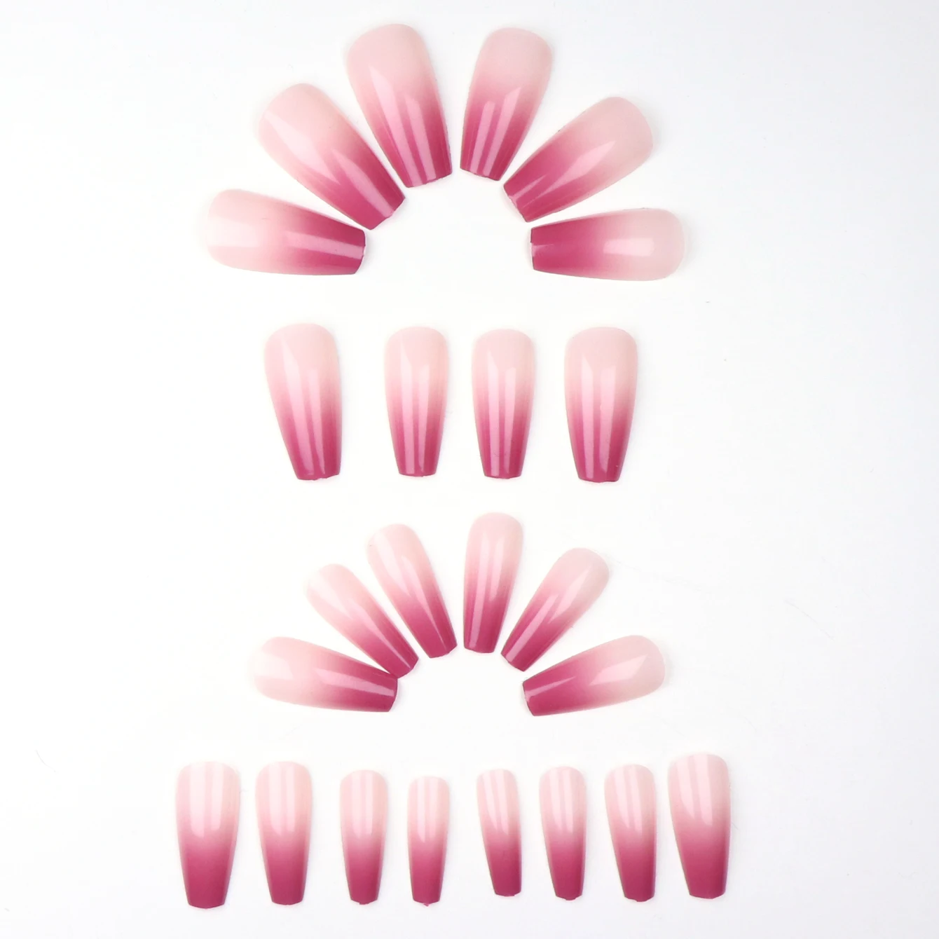 24 Uds. Mejora tu apariencia con gradiente de color púrpura claro, juego de uñas postizas cuadradas largas, 1 lima de uñas y 1 Kit de pegatinas de pegamento para uñas