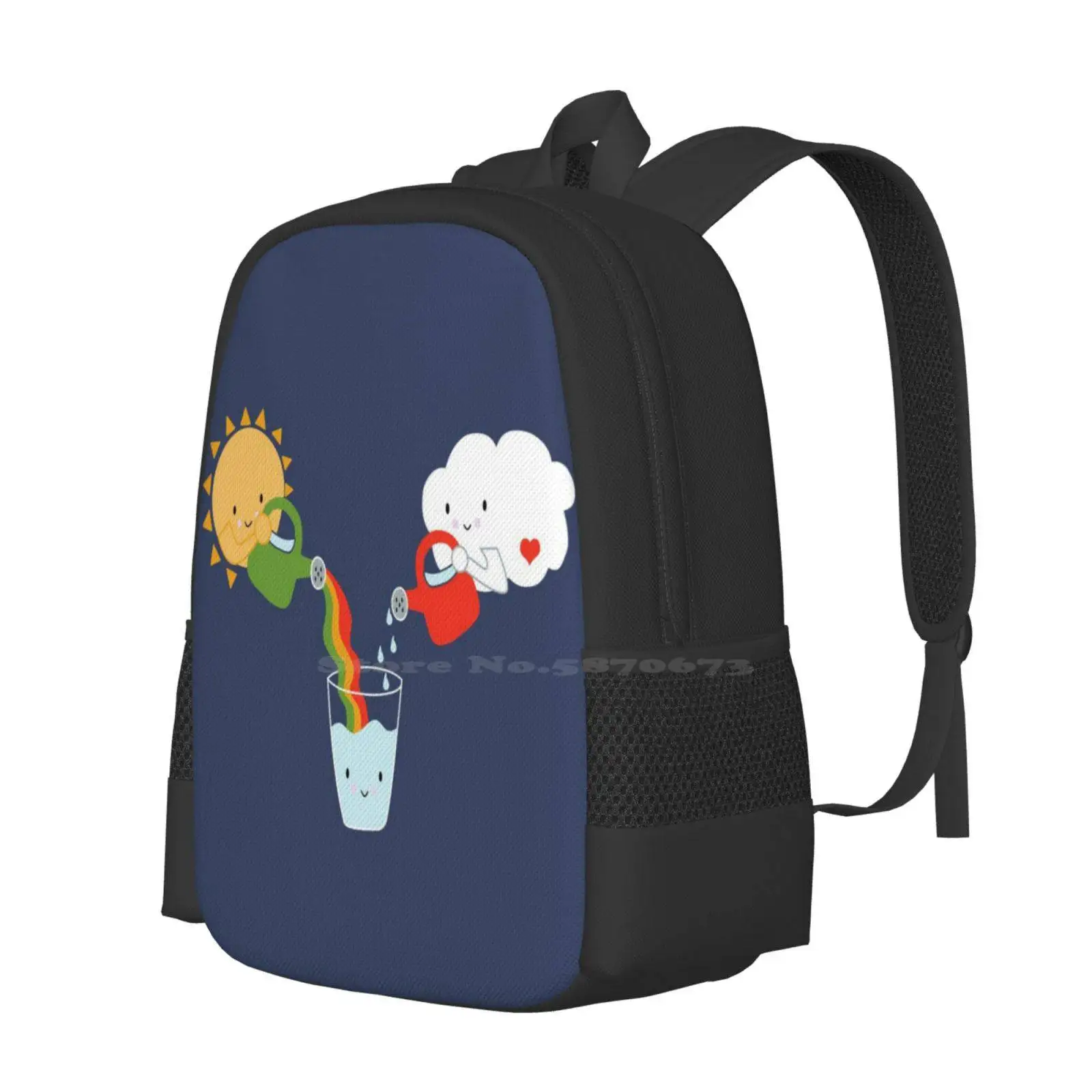 The Glass Is Refillable Fashion Pattern Design Travel Laptop School Backpack Bag Glass Quote Sun Cloud Refillable Believe Drink