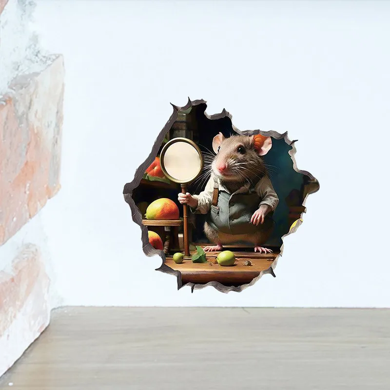 Funny cartoon mouse wall stickers balcony little mouse self-adhesive corner bedroom background creative wall stickers CM13