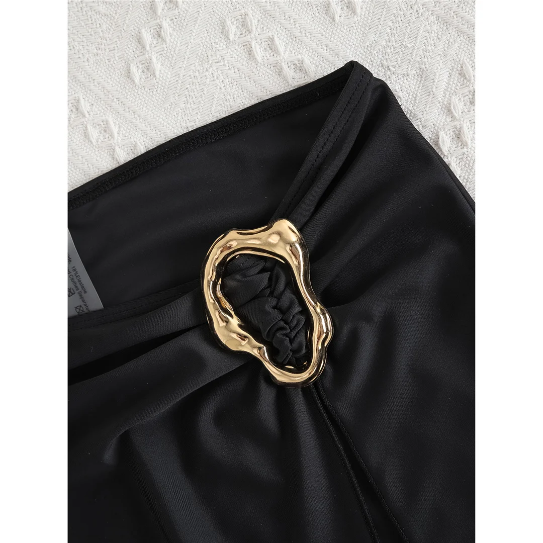 S - XL, mit Rock, tiefem V-Ausschnitt, Neckholder, einteiliger Badeanzug, Damen-Badebekleidung, Damen-Monokini, rückenfreier Badeanzug, Badeanzug, Modell V6556. – Detail 10