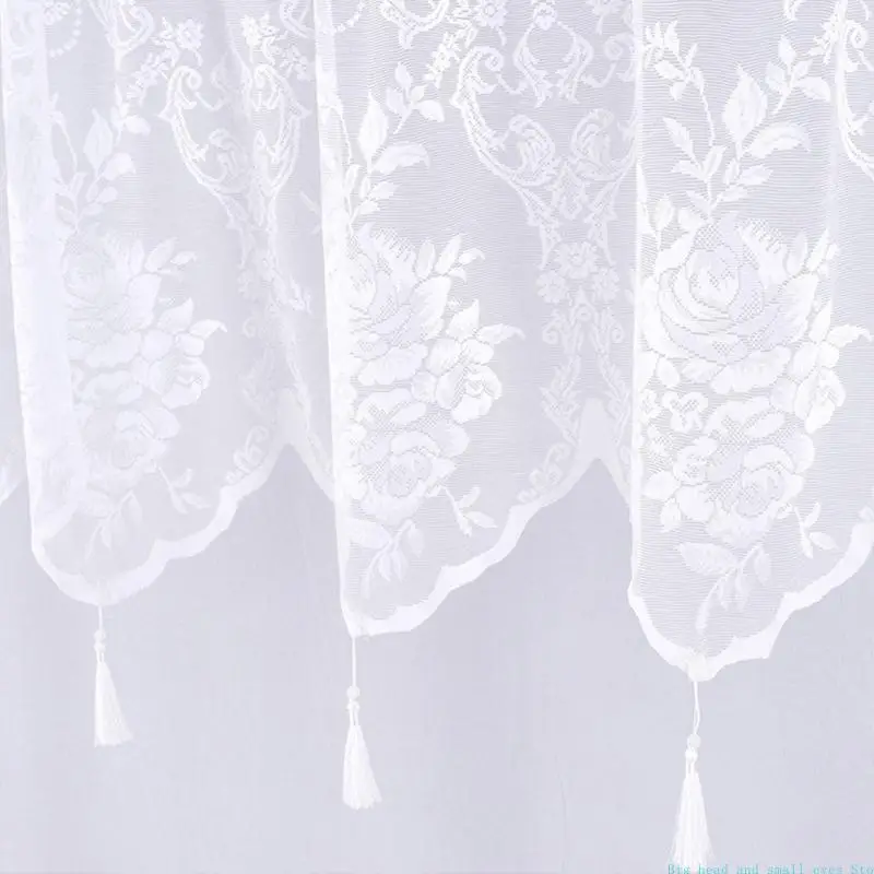 581C Beautiful Lace Curtain Elegant Thread Weaving Transparently for Kitchens Study Bedrooms and Commercial Decorations