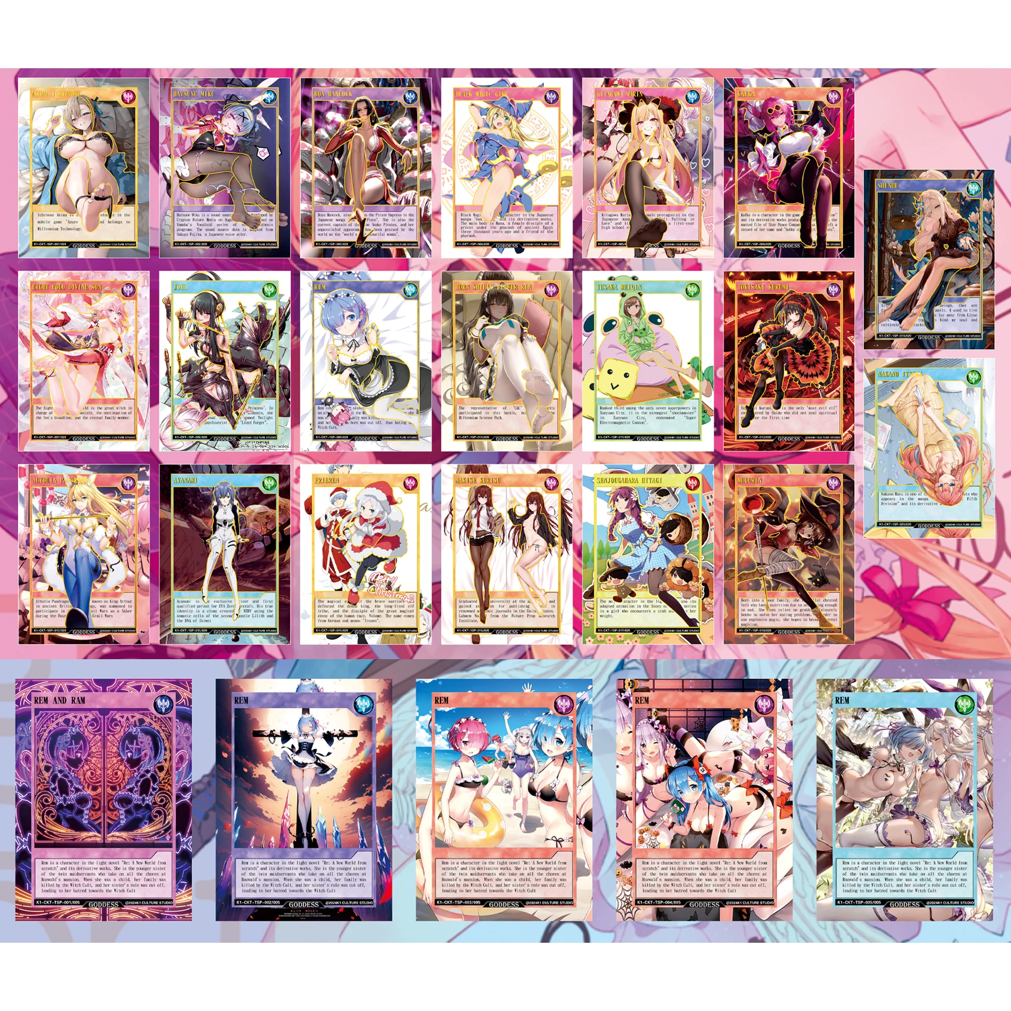 

Diy 25Pcs/set Anime Girls Hot Stamped Flash Card Rem Ram Emilia Kafka Yae Miko Tokisaki Kurumi Anime Collection Cards Gift Toys