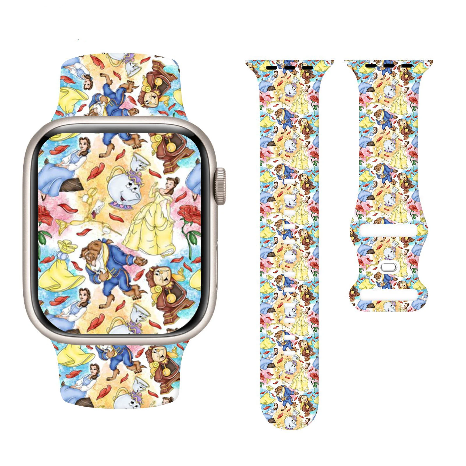 

Disney Fairy Series Print Strap for Apple Watch 11 10 9 8 SE Silicone Band Replaceable Watchband for iWatch 46mm 45mm 42mm 41mm