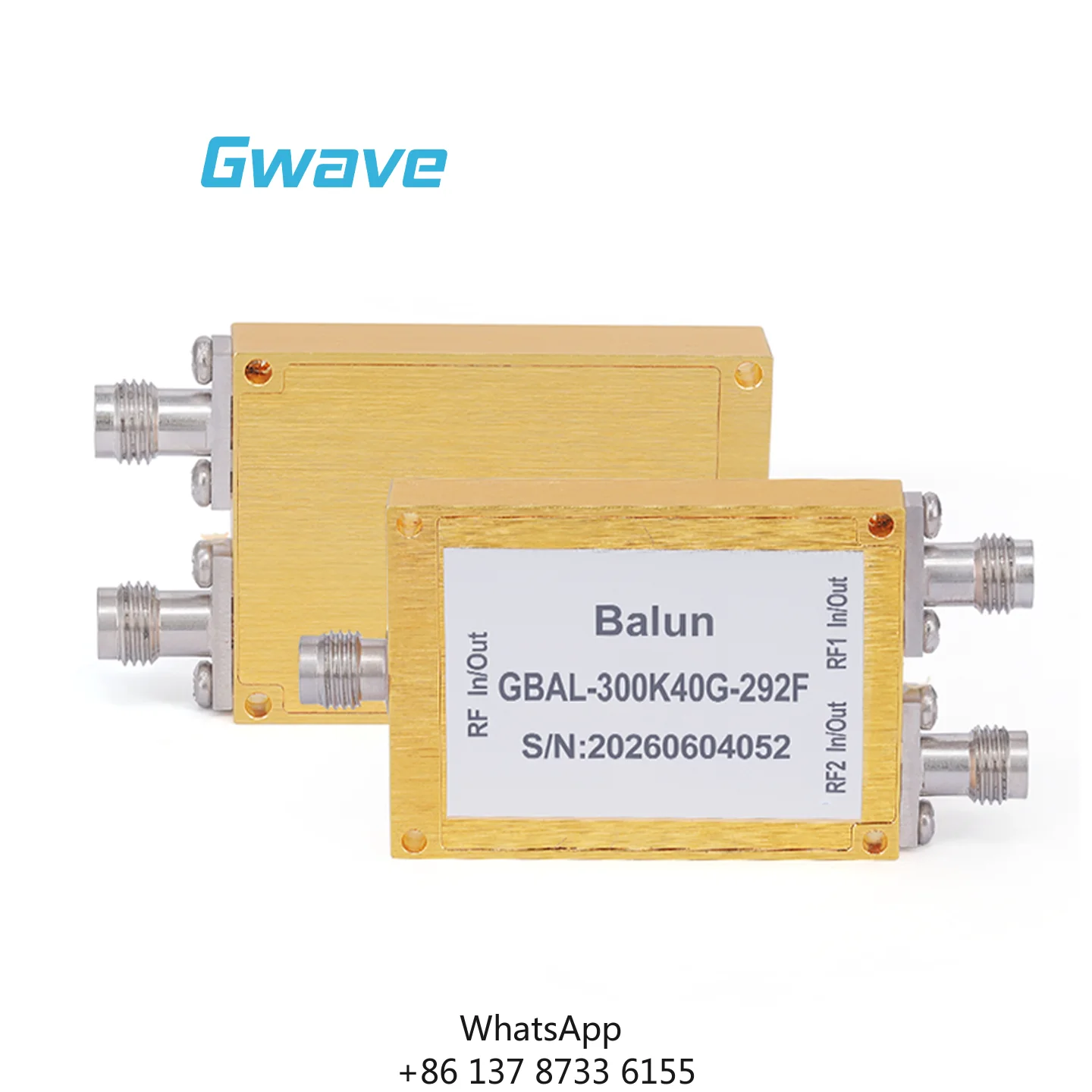 Gwave 2.92mm Female RF Balun (Single-Ended To Differential) 50 Ohm Coaxial Type 300kHz To 40GHz 180 Nominal Phase Difference
