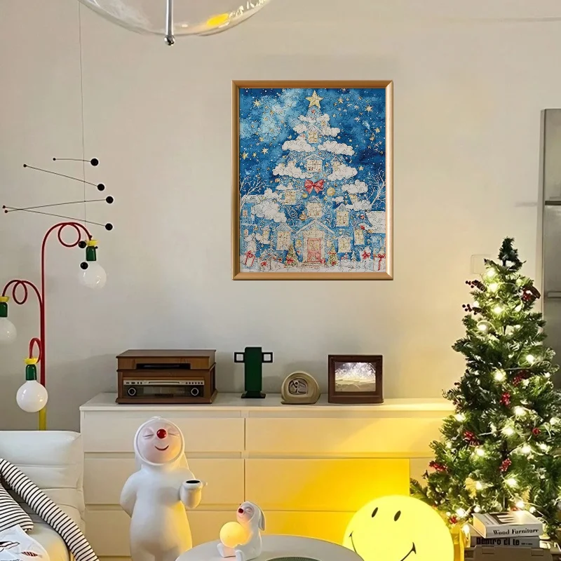 Blocs de construction d'arbre de noël en bois, jouet de forme irrégulière, Puzzle créatif, jeu anti-Stress ​   Cadeaux pour anniversaire Noël Nouvel An