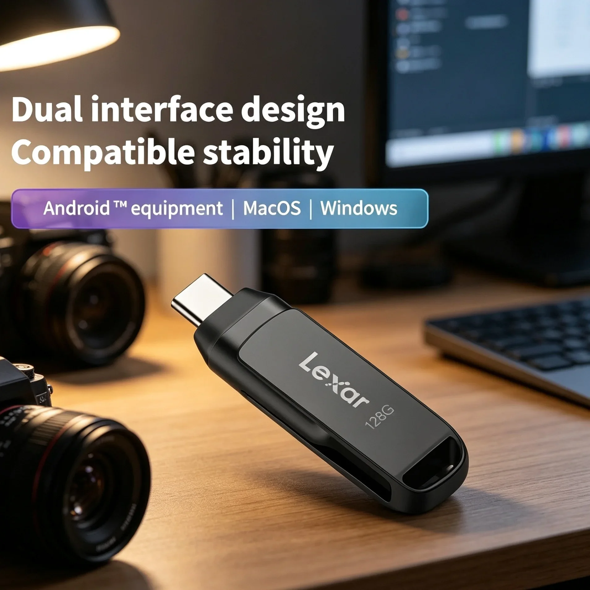 Lexar D400 USB 3.1 Type-C Flash Drive 130MB/s Metal Dual Port OTG USB Stick Free Up Phone Space Backup 32GB 64GB 128GB 256GB