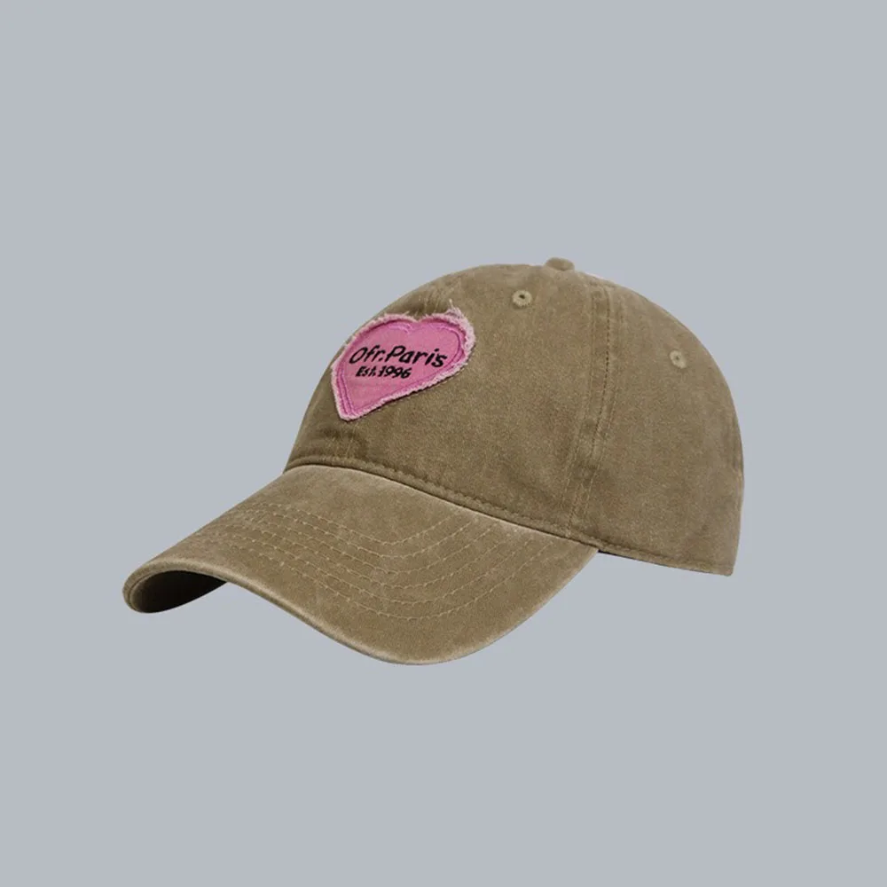 Boné vintage de algodão lavado, chapéu rosa amor coração carta sol para pais filhos menino e menina, chapéu snapback bebê, primavera e verão, 2024