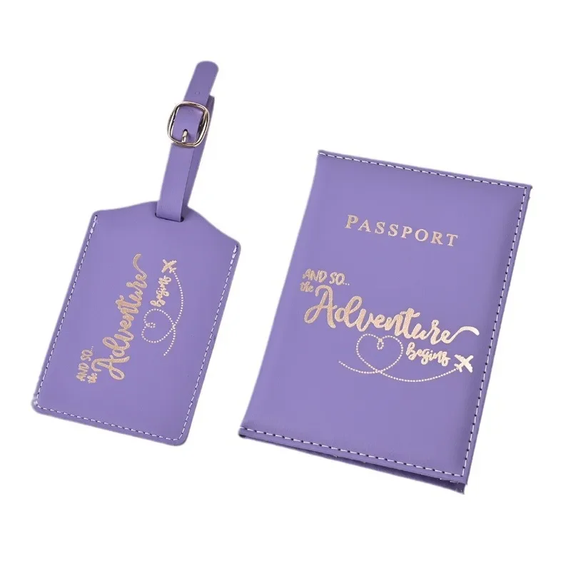 1Set New PU Letter Print Passport Holder Case Air Ticket Clip Passport Covers Luggage Tag Id Bank Credit Card Holder Bag Unisex