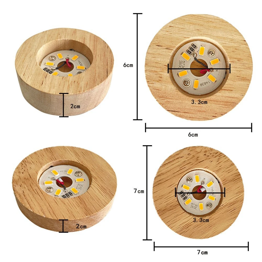 Présentoir d'art en bois rond en résine, lumière LED colorée, lampe de nuit en bois, support de base pour les élections de bricolage, base d'affichage de moule en résine xy, décoration d'intérieur