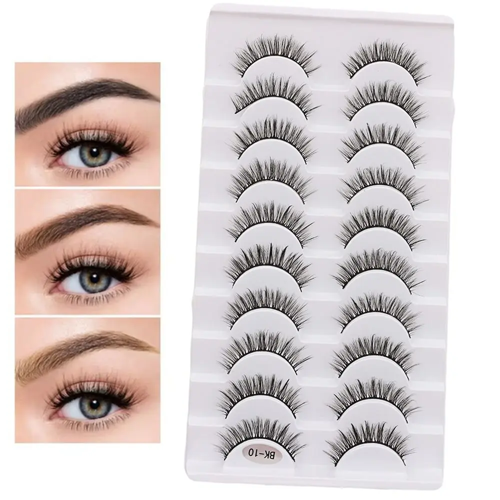 Extensions de cils en bande complète, volume, faites à la main, naturelles, longues, cruelty-free, effet 3D, en faux vison