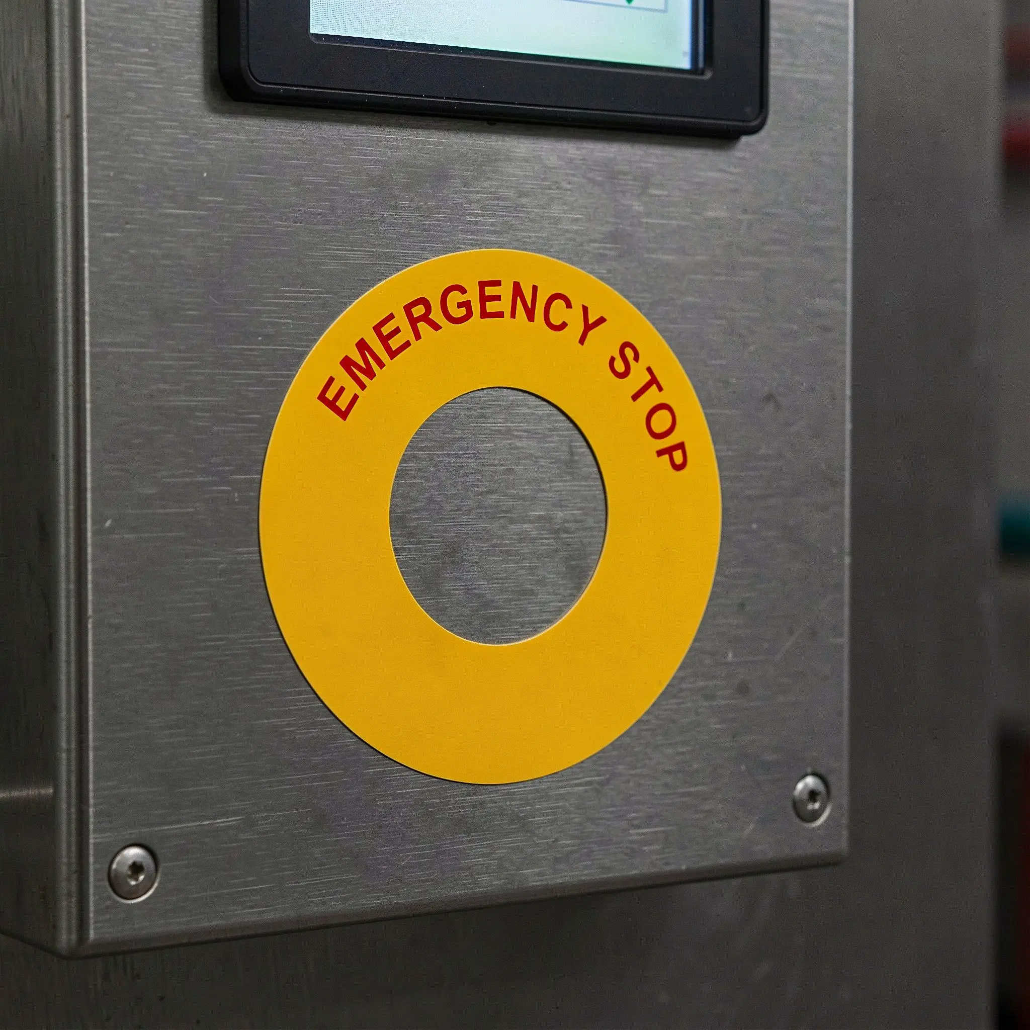 8Pcs Emergency Stop Labels Self-Adhesive Industrial Warning Stickers Emergency Shut Off Push Button Sign Safety Warning Label