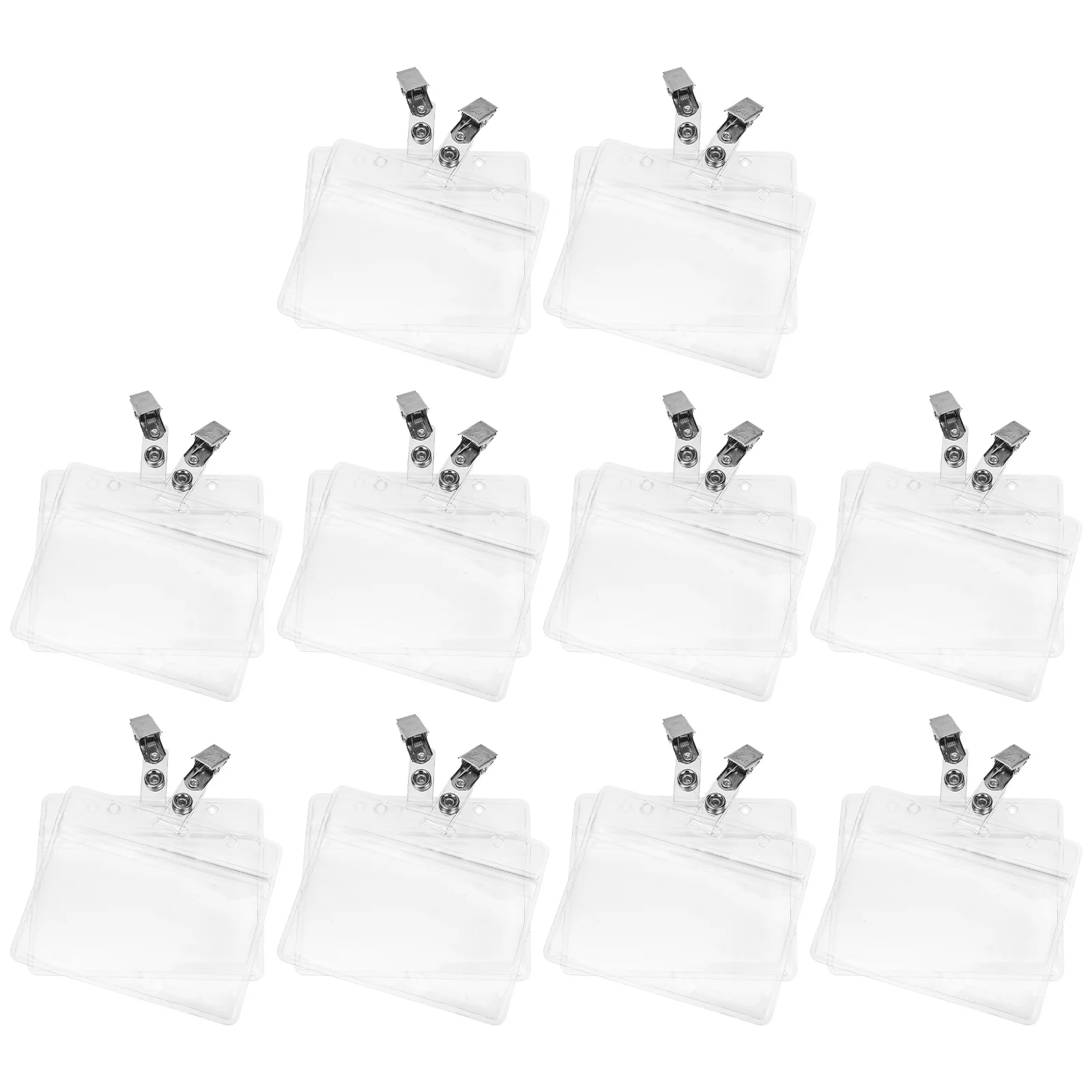 

20pcs Clear Badge Holder Pvc Waterproof Id Holder Name Tag Work Cards Cover For Student Credit Membership Cards Lightweight